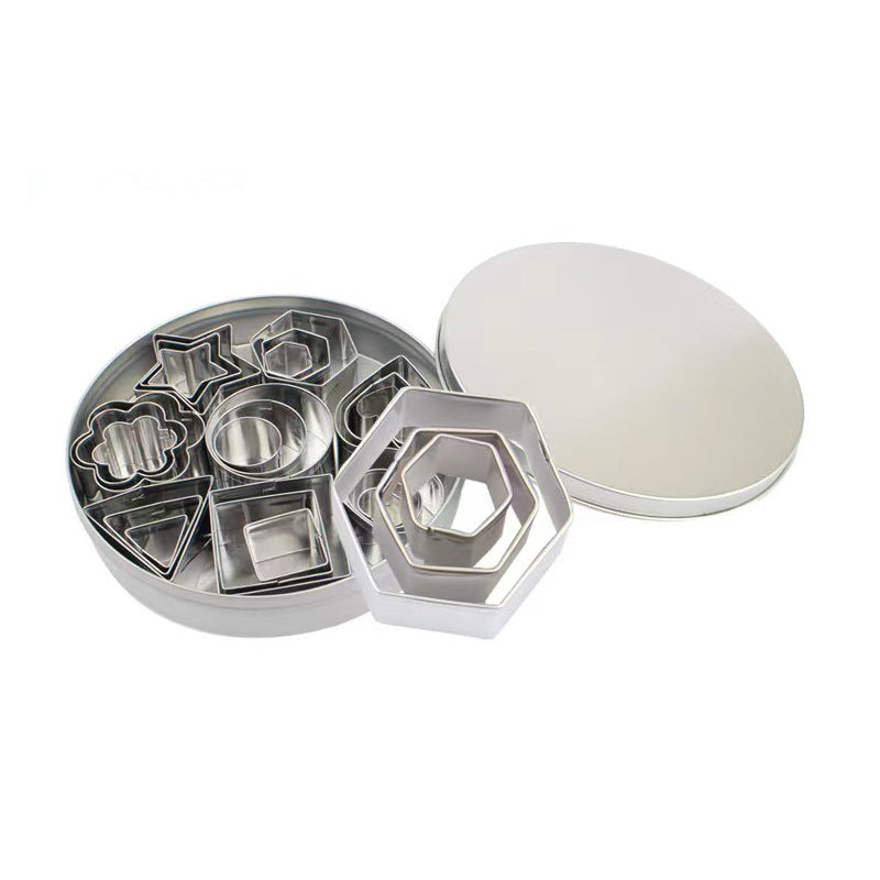 24pcs Stainless Steel Mini Cookie Geometric Clay Cutter Set | Handcraft Shape Tools