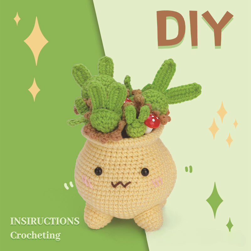 Cute Potted Plant Crochet DIY Kit With Video Tutorial For Beginners