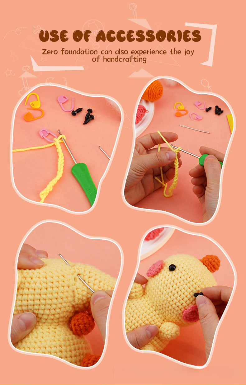 Green Cute Dinosaur Crochet DIY Kit