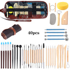 40-Piece Clay Sculpting Tool Set |   Wood & Metal Pottery Tools for Polymer & Ceramic Clay