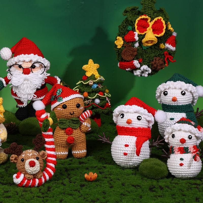 Cozy Christmas Crochet DIY Kit – Santa & Snowman Handmade Craft Set with Video Tutorial