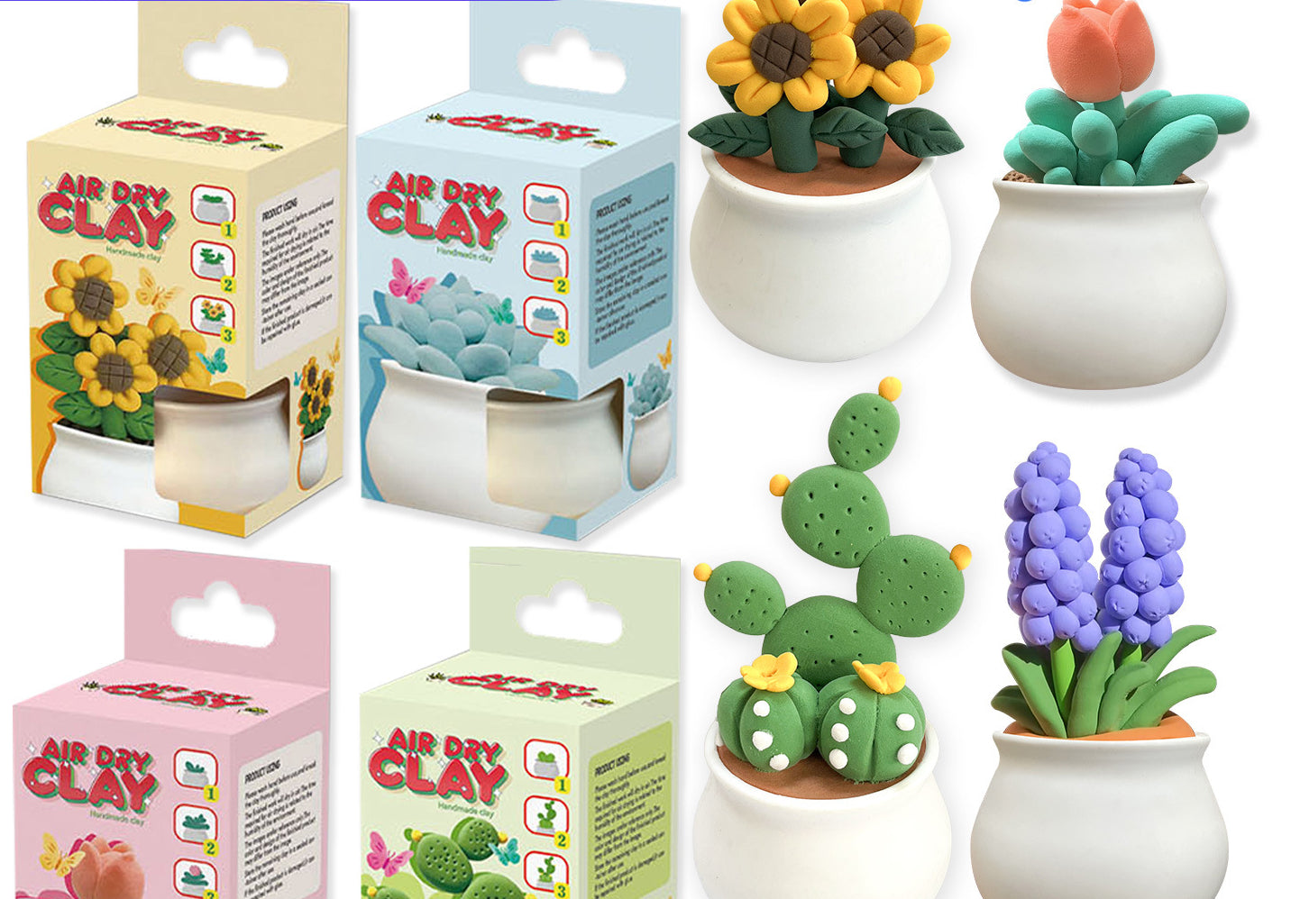 Ultra-light Clay Succulent Flower Pot DIY Tools Children's Color Clay Playdough Handmade Clay Toy Set