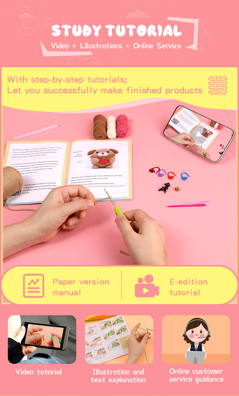 Puppy Crochet DIY Kit with Video Tutorial For Beginners