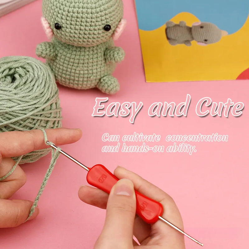Green Cute Dinosaur Crochet DIY Kit