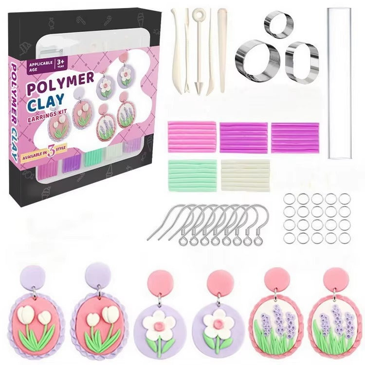 Floral Polymer Clay Earring Kit – DIY Handmade Jewelry Set for Beginners & Kids
