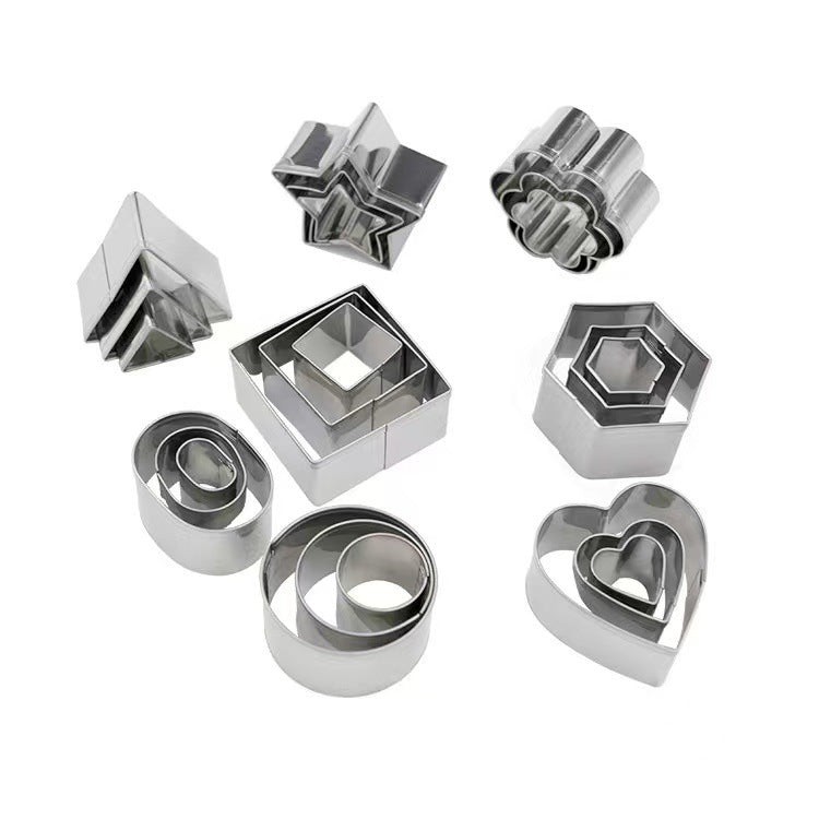 24pcs Stainless Steel Mini Cookie Geometric Clay Cutter Set | Handcraft Shape Tools