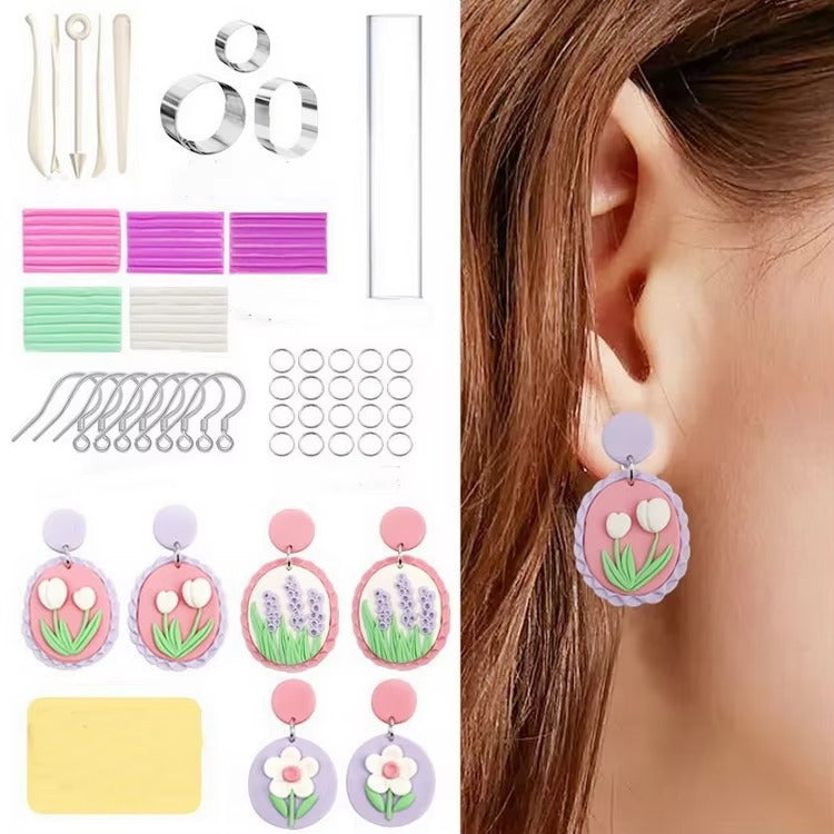 Floral Polymer Clay Earring Kit – DIY Handmade Jewelry Set for Beginners & Kids
