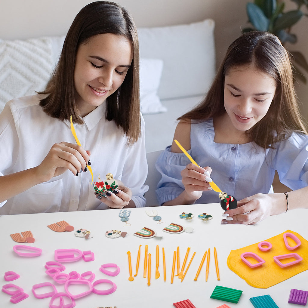 Polymer Clay Earring Kit – Flower Design |  DIY Jewelry Making Set with Tools & Accessories for Kids & Beginners