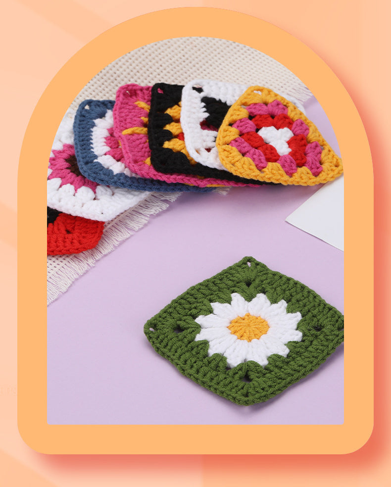 Grandmother's Checkered Pattern Coaster DIY Crochet Kit