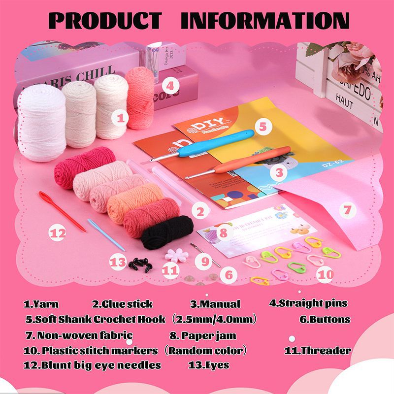 Pink Potted Plant Coaster DIY Crochet Kit