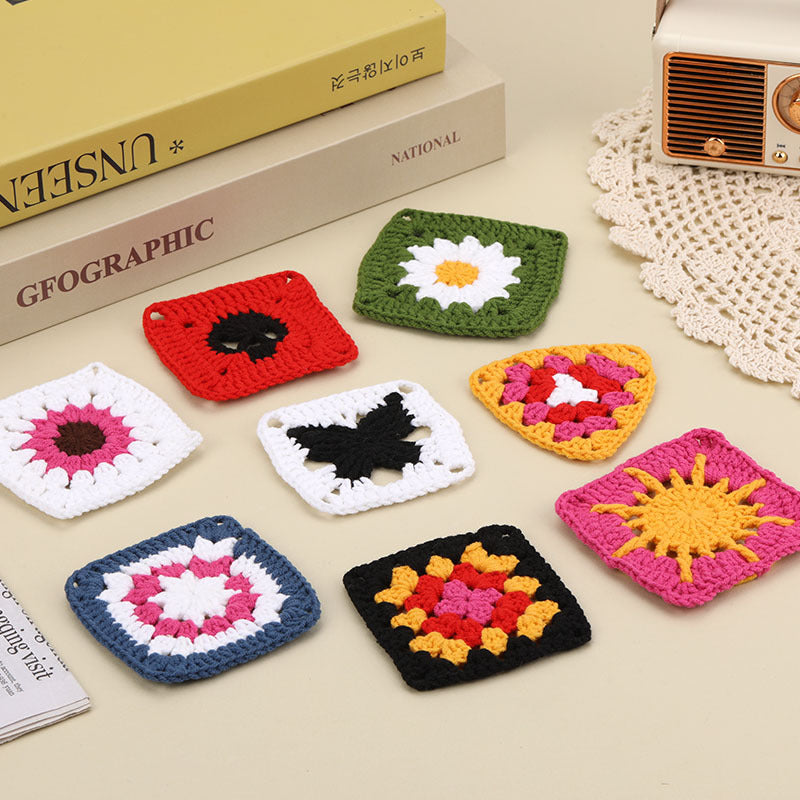 Grandmother's Checkered Pattern Coaster DIY Crochet Kit