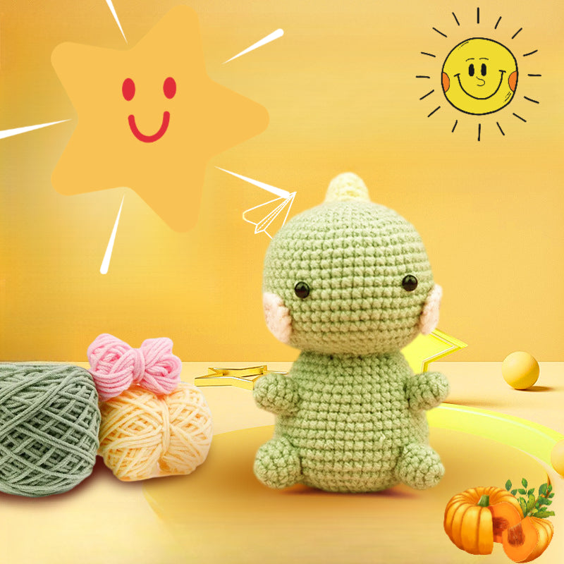 Green Cute Dinosaur Crochet DIY Kit