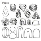 36Pcs Stainless Steel Polymer Clay Earing&Jewlery Cutters Set