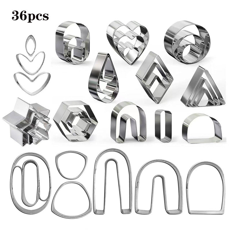 36Pcs Stainless Steel Polymer Clay Earing&Jewlery Cutters Set