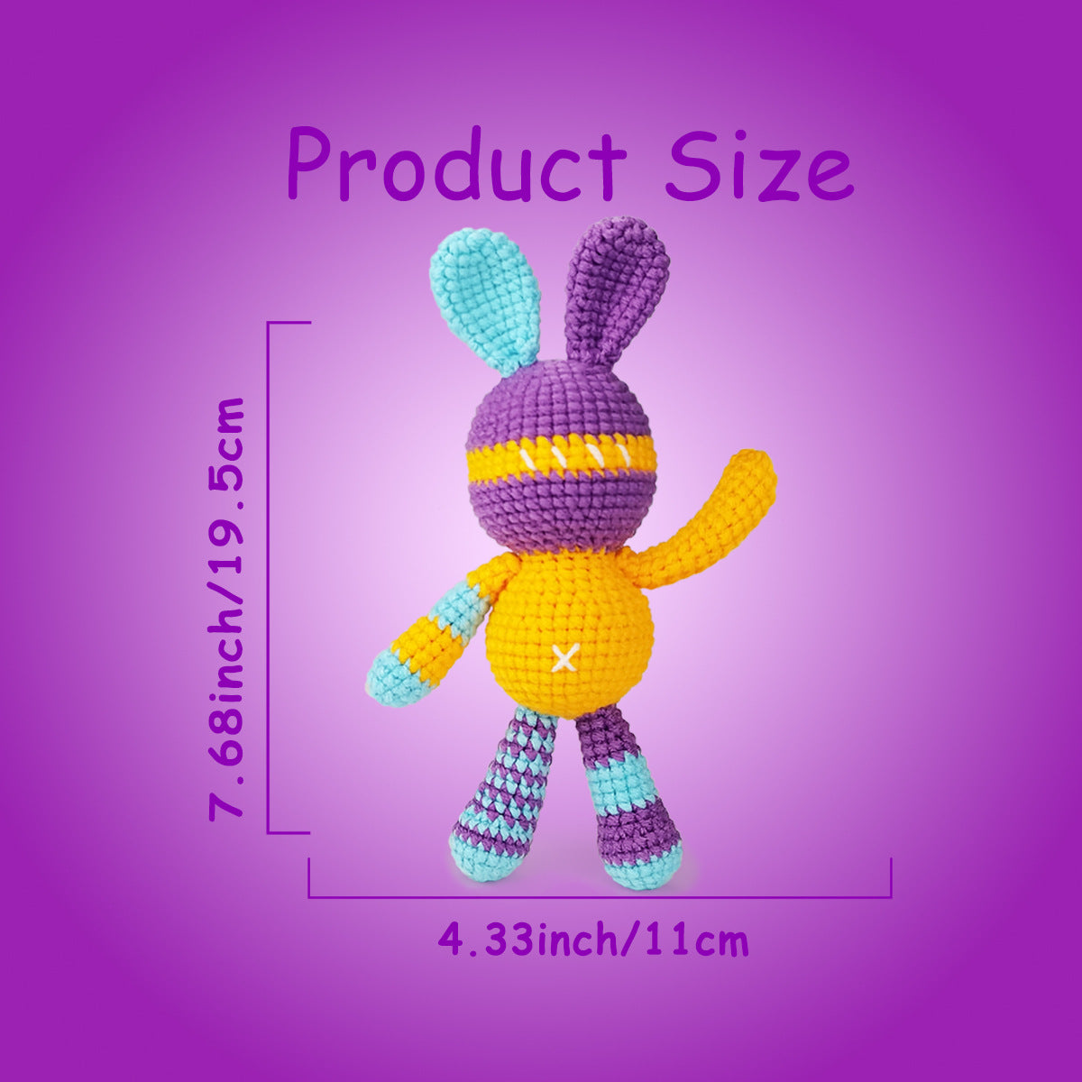 Rainbow Purple Rabbit Crochet DIY Kit With Video Tutorial For Beginners