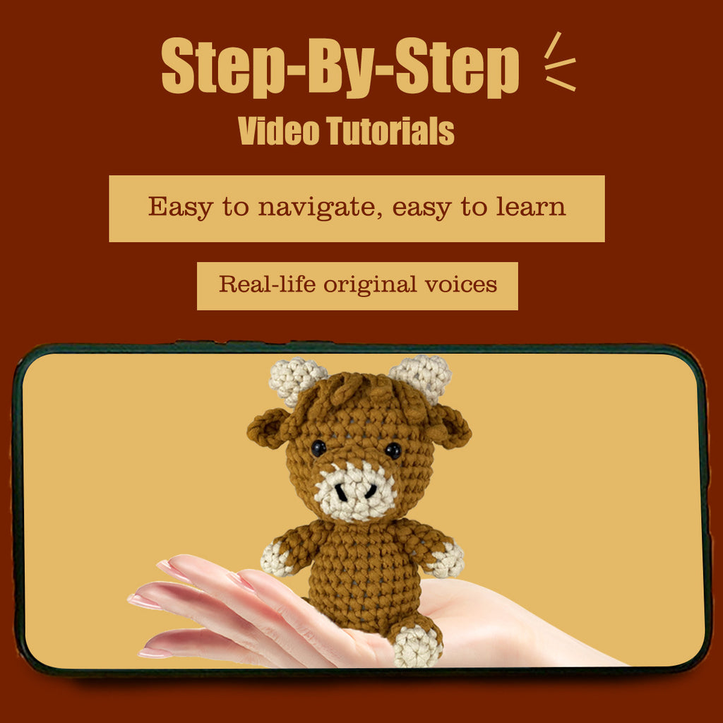 Highland Cow Handmade DIY Crochet Material Kit