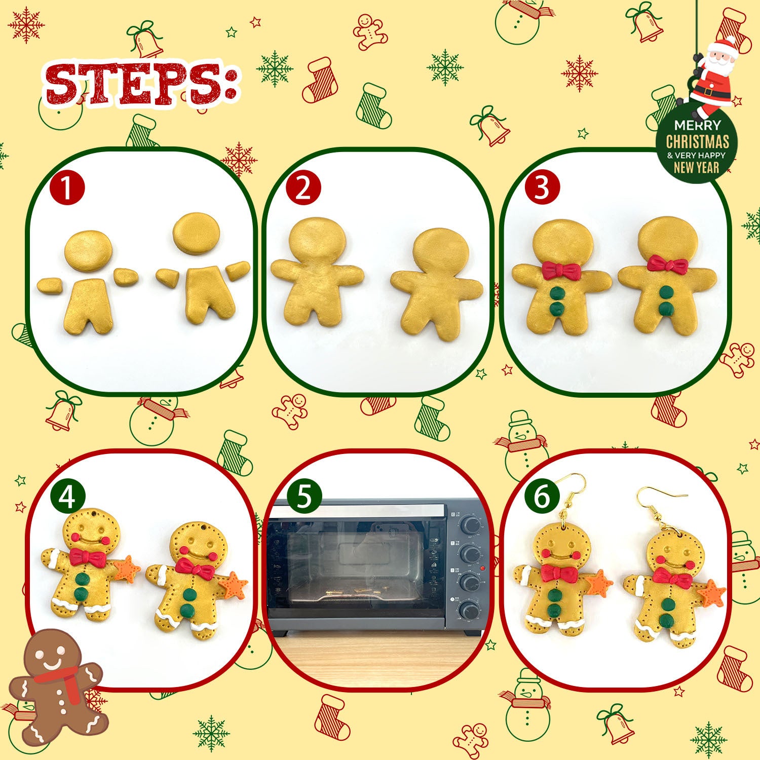 Polymer Clay Christmas Earrings DIY Kit – 12 Colors with Tools & Accessories |  Handmade Holiday Jewelry Set