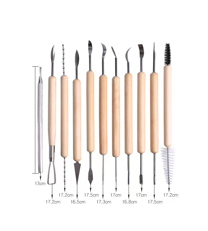40-Piece Clay Sculpting Tool Set |   Wood & Metal Pottery Tools for Polymer & Ceramic Clay