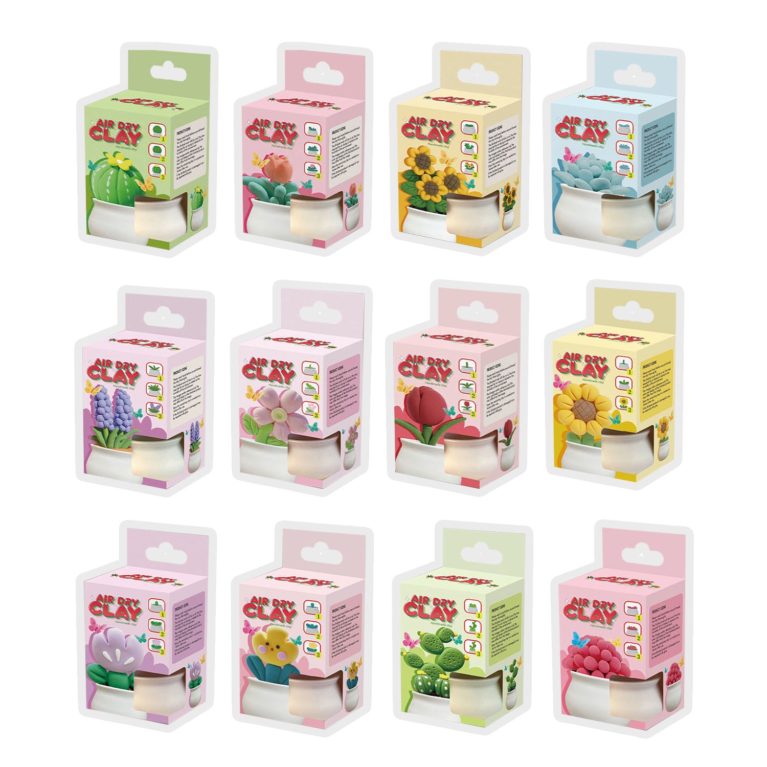 Ultra-light Clay Succulent Flower Pot DIY Tools Children's Color Clay Playdough Handmade Clay Toy Set