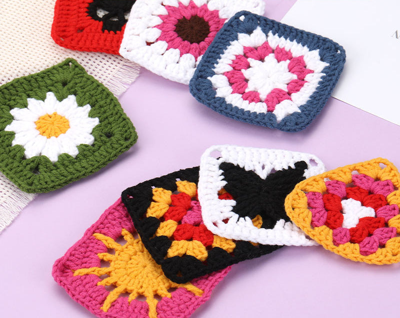 Grandmother's Checkered Pattern Coaster DIY Crochet Kit