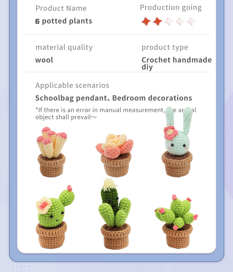 Cute Potted Plant Crochet DIY Kit With Video Tutorial For Beginners