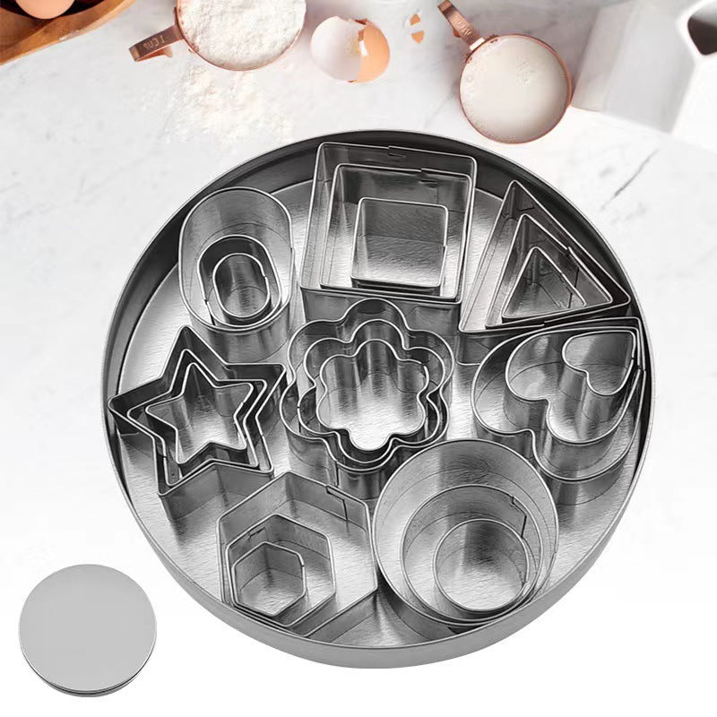 24pcs Stainless Steel Mini Cookie Geometric Clay Cutter Set | Handcraft Shape Tools