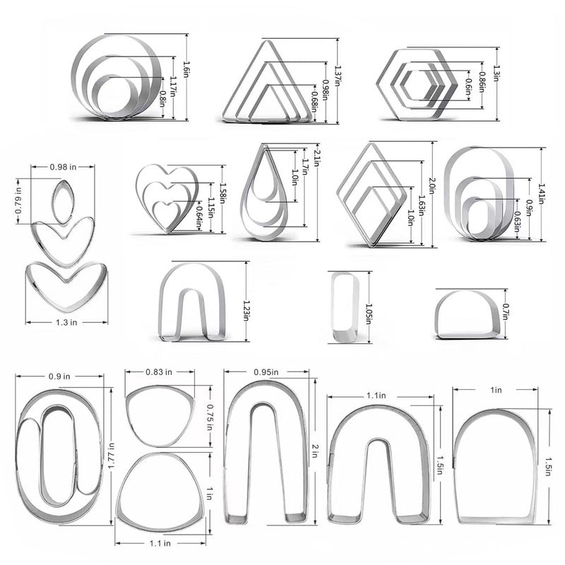 36Pcs Stainless Steel Polymer Clay Earing&Jewlery Cutters Set