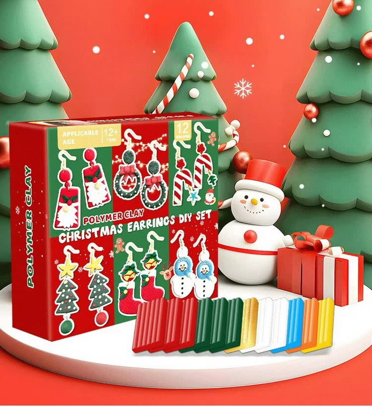 Polymer Clay Christmas Earrings DIY Kit – 12 Colors with Tools & Accessories |  Handmade Holiday Jewelry Set