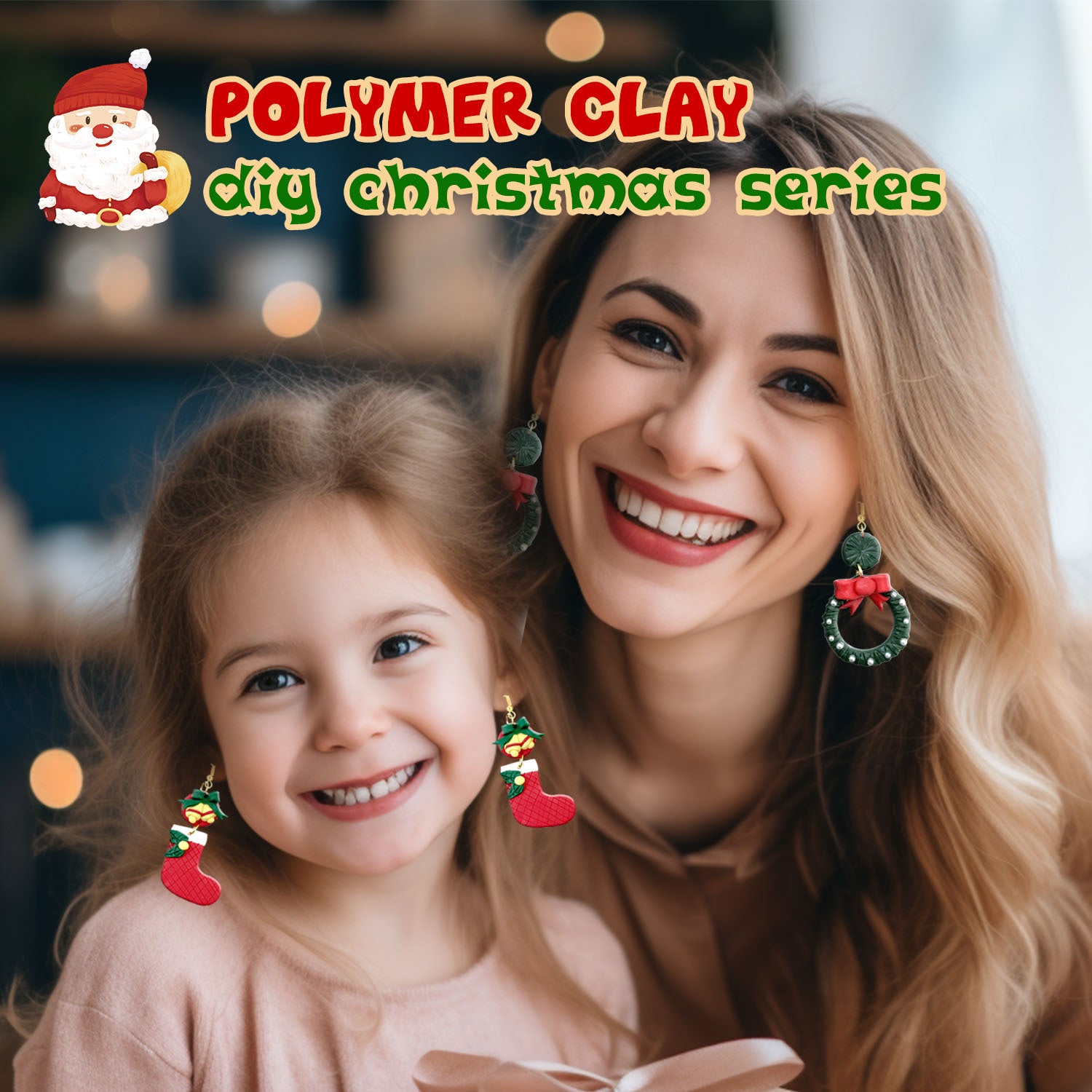 Polymer Clay Christmas Earrings DIY Kit – 12 Colors with Tools & Accessories |  Handmade Holiday Jewelry Set