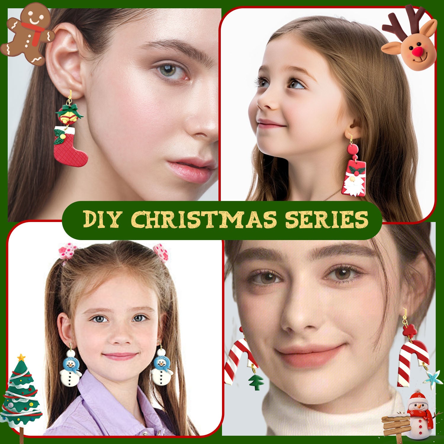 Polymer Clay Christmas Earrings DIY Kit – 12 Colors with Tools & Accessories |  Handmade Holiday Jewelry Set