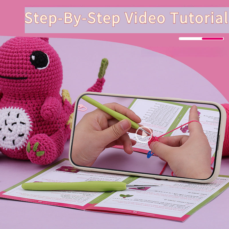 Pitaya Pink Dragon Crochet DIY Kit with Video Tutorial For Beginners