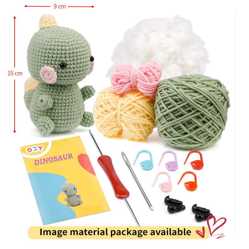 Green Cute Dinosaur Crochet DIY Kit