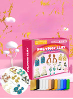 Polymer Clay Earring DIY Kit – 5-Tool Oven Bake & Hair Dryer Modeling Set for Kids & Beginners, Non-Toxic Creative Gift