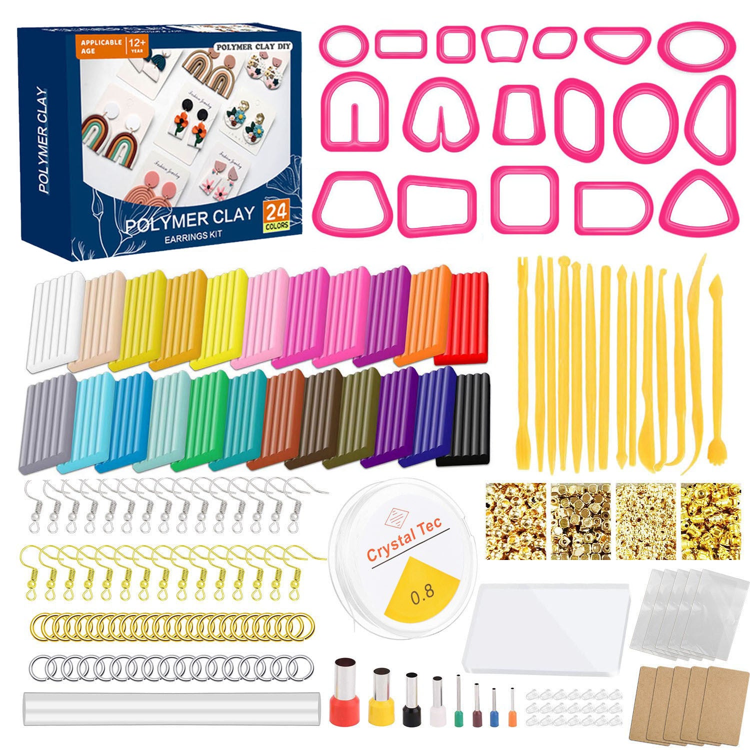 Polymer Clay Earring Kit – Flower Design |  DIY Jewelry Making Set with Tools & Accessories for Kids & Beginners