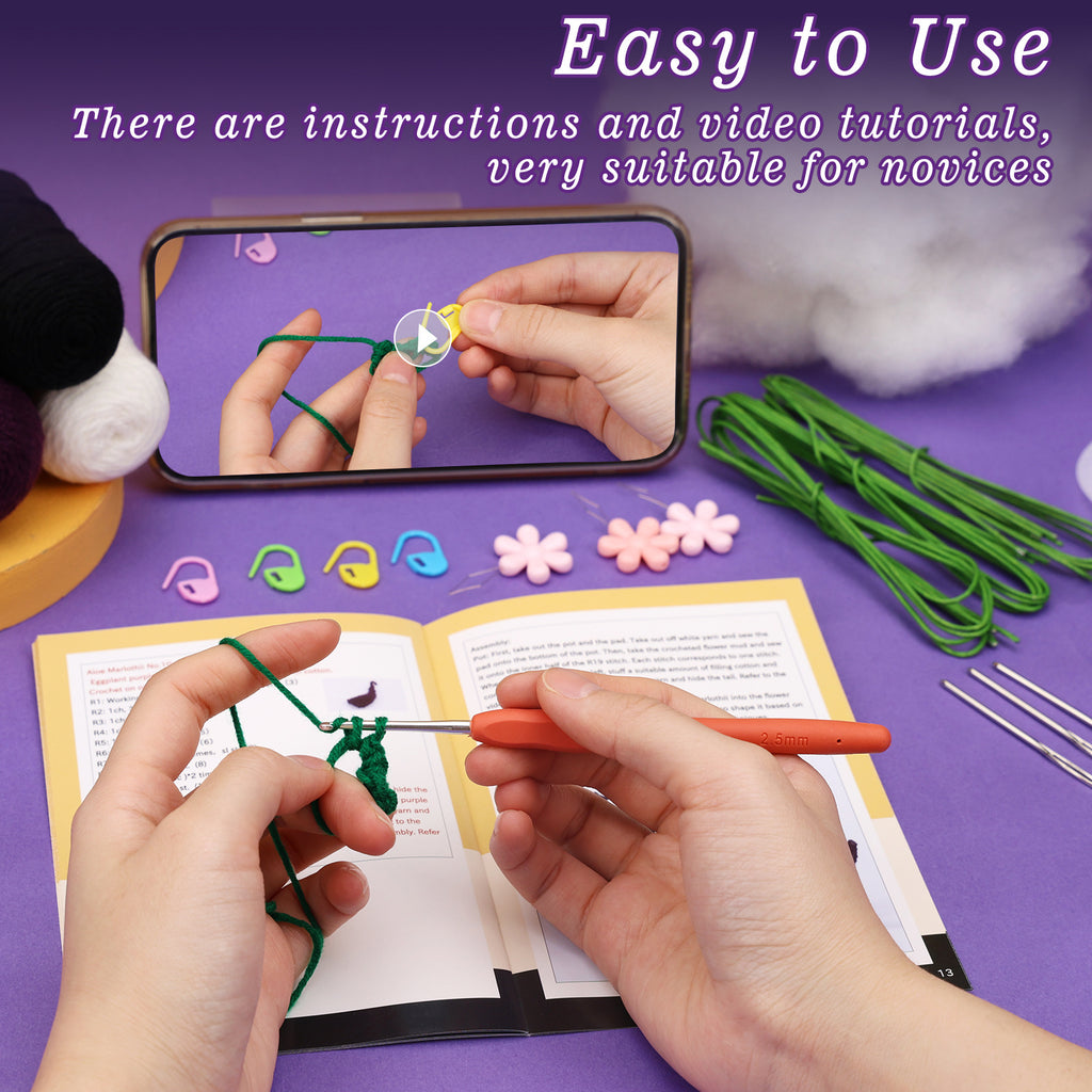 Onikiri Crochet Plant DIY Kit – Whimsical Aloe-Inspired Yarn Art with Video Tutorial