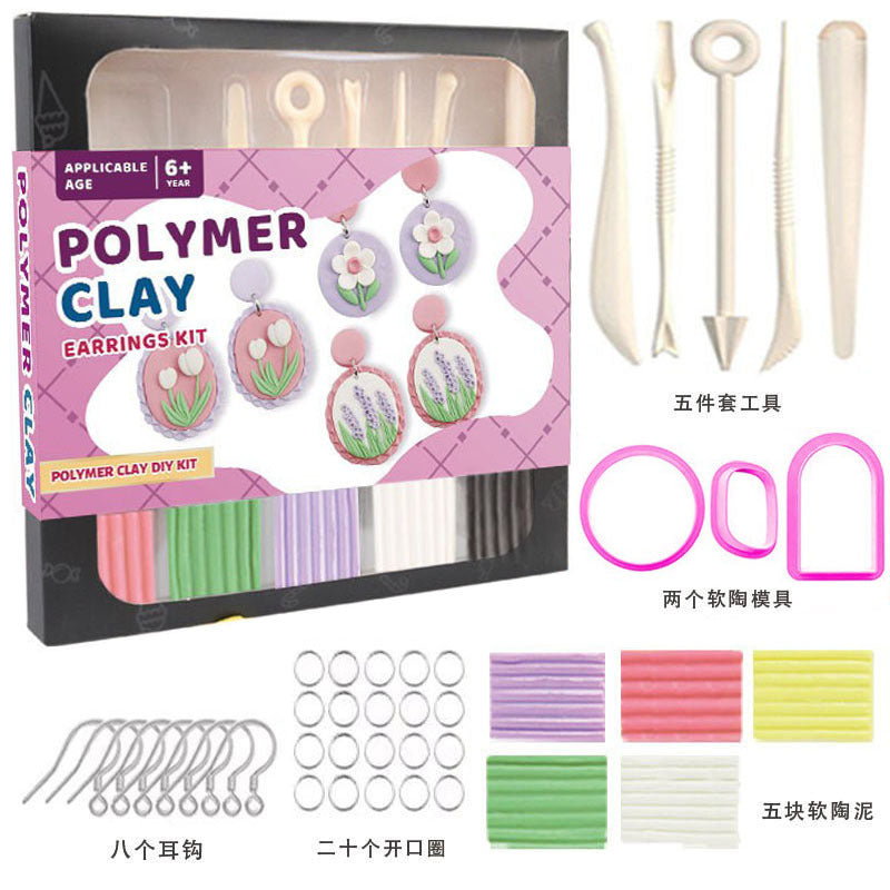 Floral Polymer Clay Earring Kit – DIY Handmade Jewelry Set for Beginners & Kids