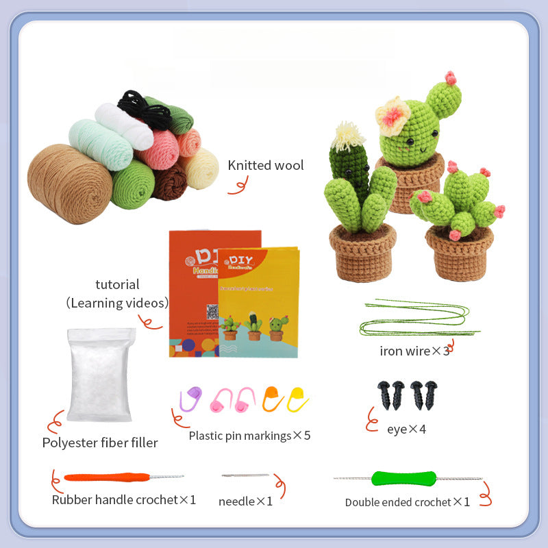 Cute Potted Plant Crochet DIY Kit With Video Tutorial For Beginners