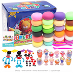 Super Clay DIY Kit – 36 or 24 Bright Colors for Creative Fun with Tools & Fun Accessories | Soft Air-Dry Modeling Clay for Kids & Adults