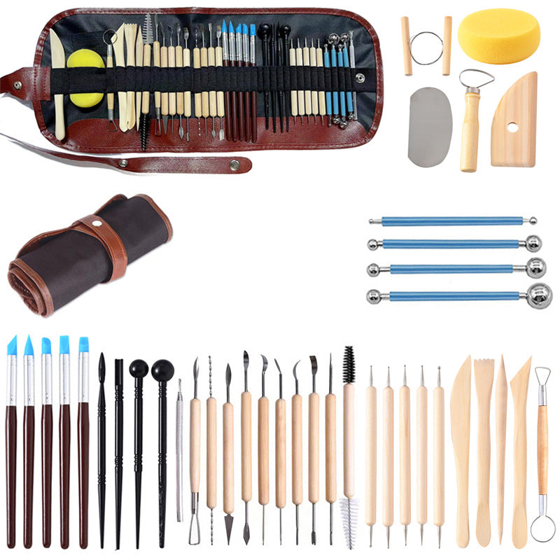 40-Piece Clay Sculpting Tool Set |   Wood & Metal Pottery Tools for Polymer & Ceramic Clay