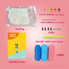 Rainbow Pink Rabbit Crochet DIY Kit With Video Tutorial For Beginners