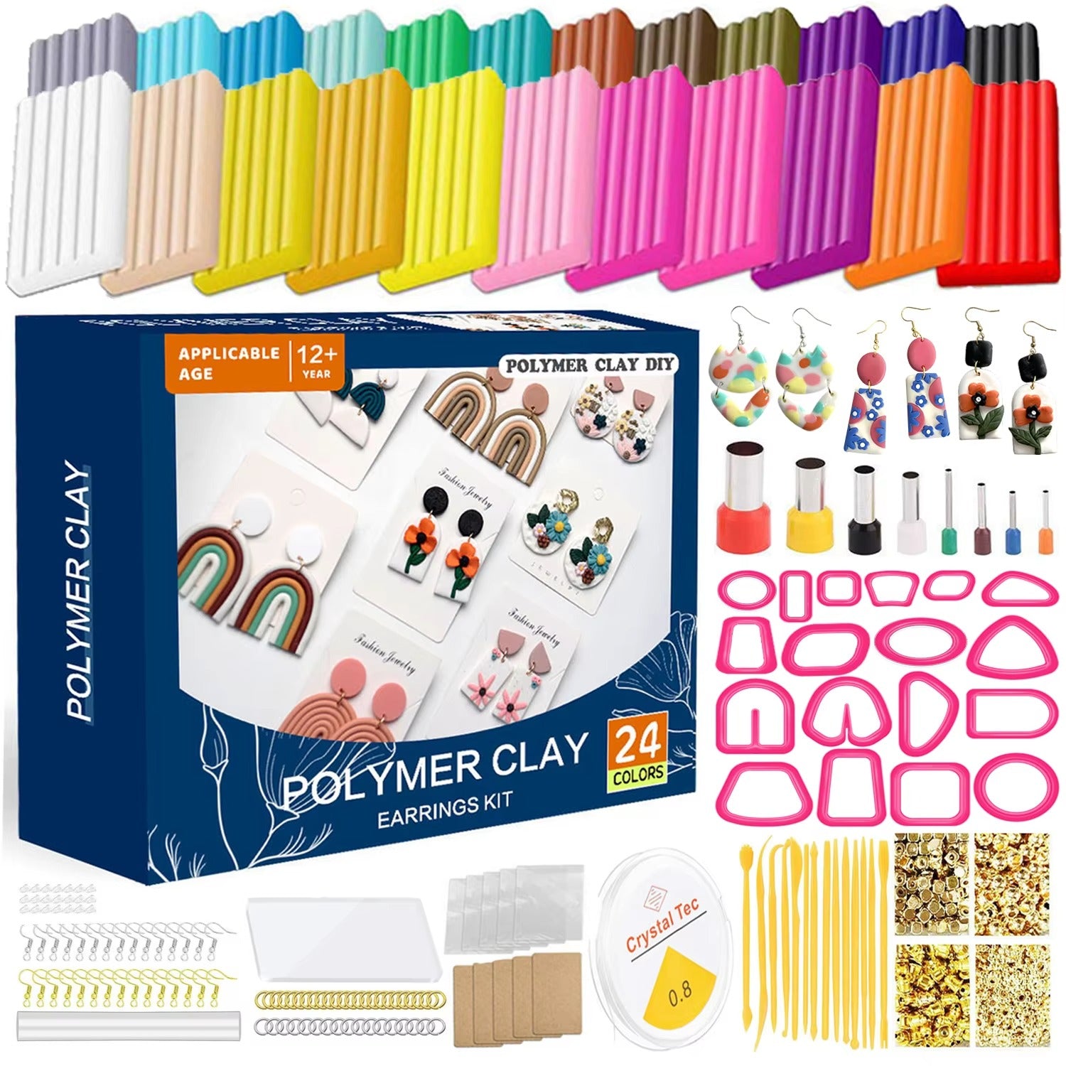 Polymer Clay Earring Kit – Flower Design |  DIY Jewelry Making Set with Tools & Accessories for Kids & Beginners