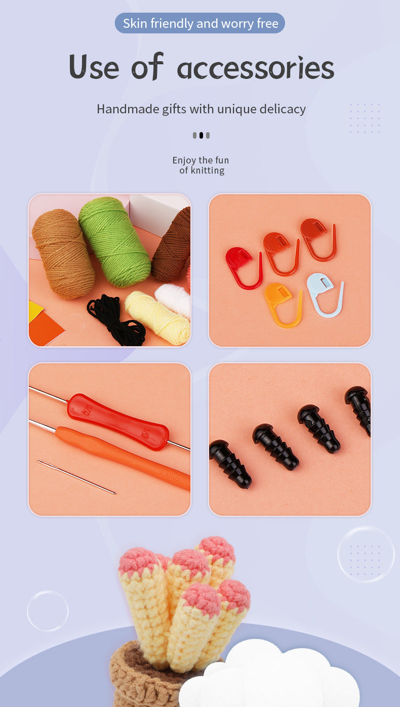 Cute Potted Plant Crochet DIY Kit With Video Tutorial For Beginners