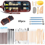 40-Piece Clay Sculpting Tool Set |   Wood & Metal Pottery Tools for Polymer & Ceramic Clay