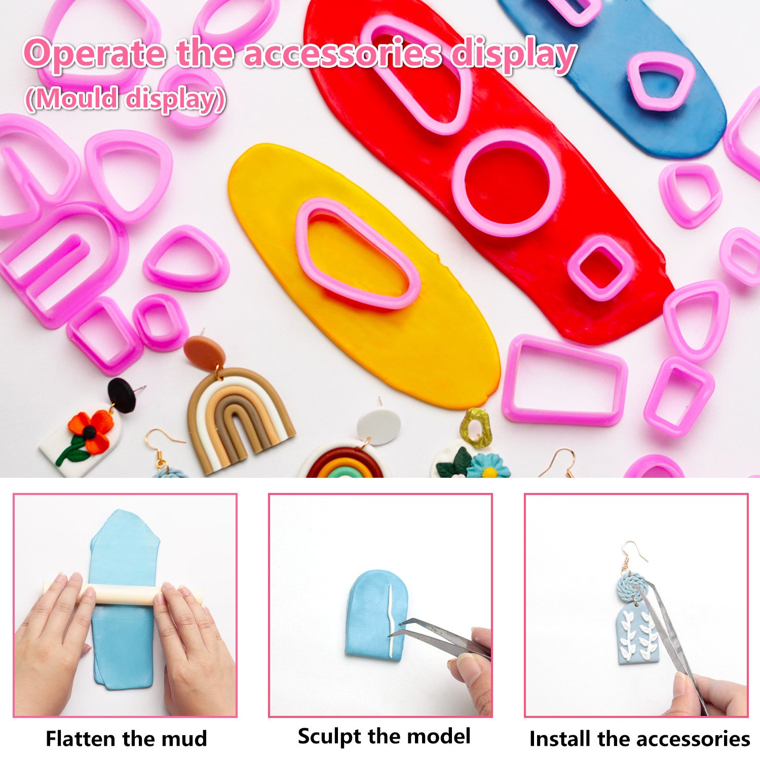 Polymer Clay Earring Kit – Flower Design |  DIY Jewelry Making Set with Tools & Accessories for Kids & Beginners