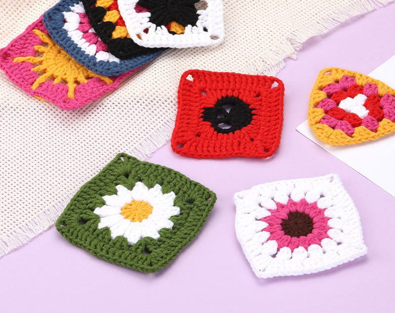Grandmother's Checkered Pattern Coaster DIY Crochet Kit
