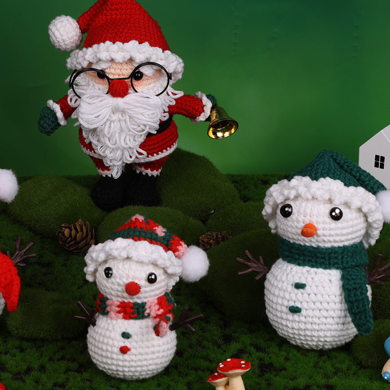 Cozy Christmas Crochet DIY Kit – Santa & Snowman Handmade Craft Set with Video Tutorial