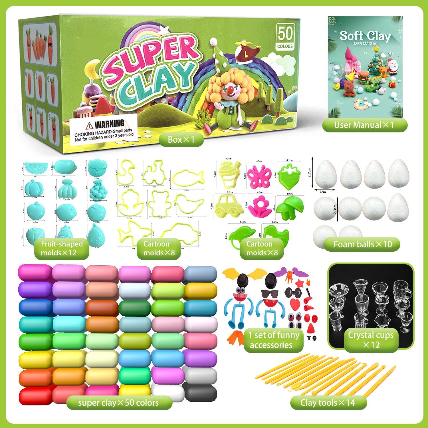 Premium Air Dry Clay Set | 50/60 Colors with Molds, Tools & Accessories, DIY Modeling Set for Kids & Adults