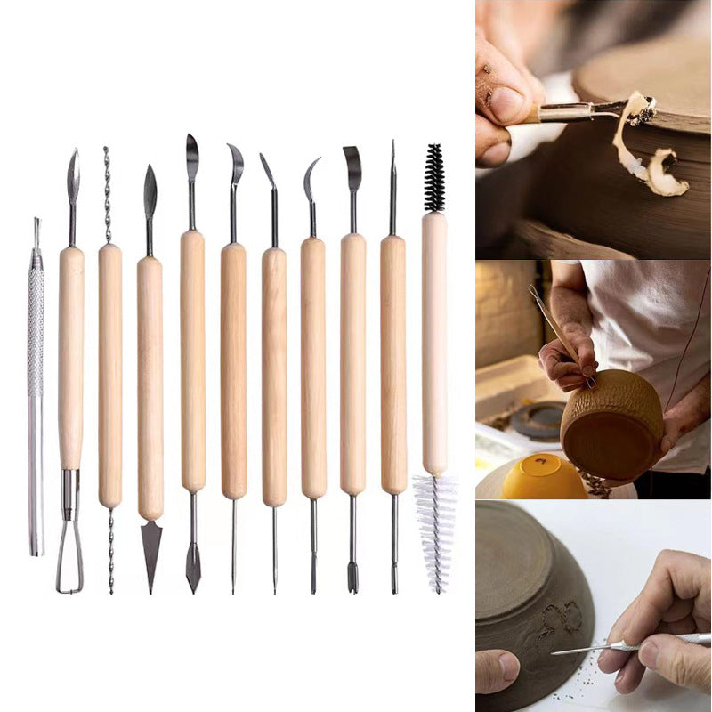 40-Piece Clay Sculpting Tool Set |   Wood & Metal Pottery Tools for Polymer & Ceramic Clay